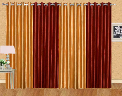 

Stella Creations 275 cm (9 ft) Polyester Long Door Curtain (Pack Of 4)(Solid, Gold, Red)