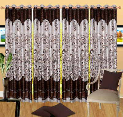 

Countingbeds 213 cm (7 ft) Polyester Door Curtain (Pack Of 4)(Printed, Brown)