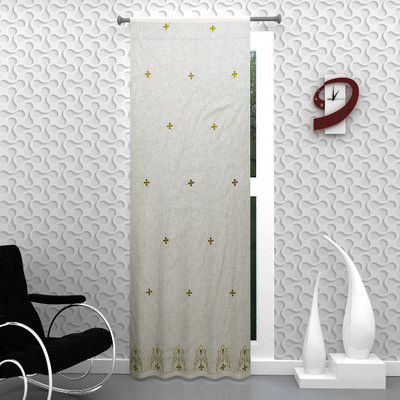 The Decor Mart 213 cm (7 ft) Cotton Door Curtain Single Curtain(Geometric, White)