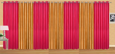 

Stella Creations 214 cm (7 ft) Polyester Door Curtain (Pack Of 7)(Solid, Pink, Gold), Gold;pink