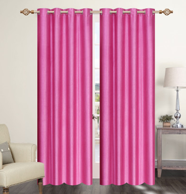 

Furnishing Zone 152 cm (5 ft) Polyester Window Curtain (Pack Of 2)(Plain, Pink)