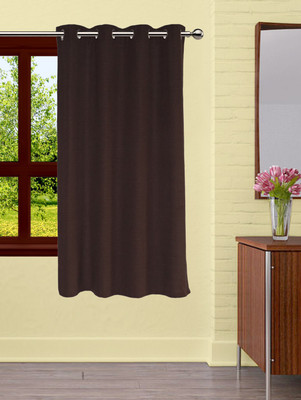 

Lushomes 150 cm (5 ft) Cotton Window Curtain Single Curtain(Embroidered, Brown)