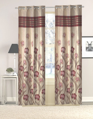 

Trendy Home 210 cm (7 ft) Polyester Door Curtain Single Curtain(Floral, Maroon, Beige), Beige;maroon