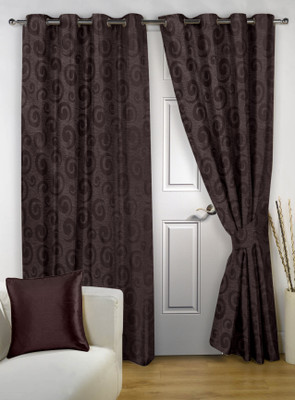 

Story@Home 215 cm (7 ft) Polyester Door Curtain (Pack Of 2)(Geometric, DARK BROWN)