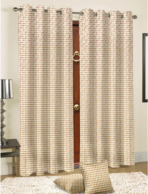 

Cortina 210 cm (7 ft) Polyester Door Curtain Single Curtain(Geometric, Fawn)