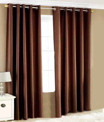 

Urban Arts 274 cm (9 ft) Polyester Long Door Curtain (Pack Of 2)(Solid, Brown)