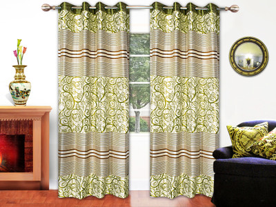 

STRINGS 274 cm (9 ft) Jacquard Window & Door Curtain (Pack Of 2)(Floral, Multicolor)