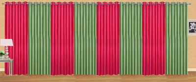 

Stella Creations 275 cm (9 ft) Polyester Long Door Curtain (Pack Of 8)(Solid, Pink, Light Green), Light green;pink