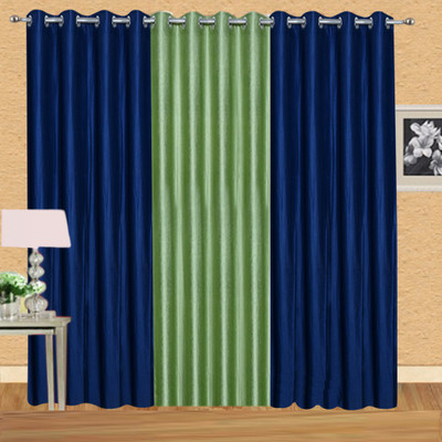 

Excel Bazaar 214 cm (7 ft) Polycotton Door Curtain (Pack Of 3)(Plain, Neavyblue-1pista)