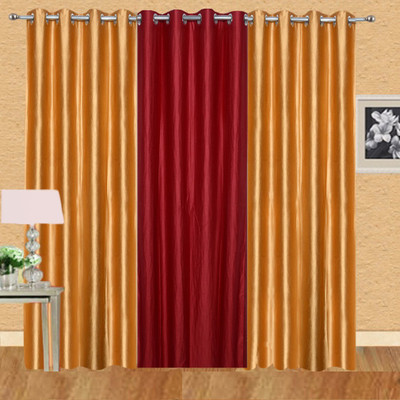 

Stella Creations 214 cm (7 ft) Polyester Door Curtain (Pack Of 3)(Solid, Gold, Maroon)