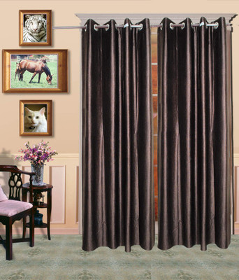 

Mohit Home Furnishing 214 cm (7 ft) Polyester Door Curtain (Pack Of 2)(Plain, Brown)