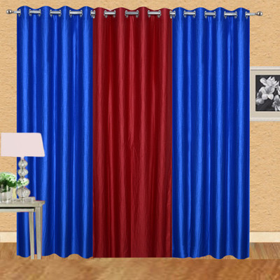 

Excel Bazaar 214 cm (7 ft) Polycotton Door Curtain (Pack Of 3)(Plain, Royalblue-1red)