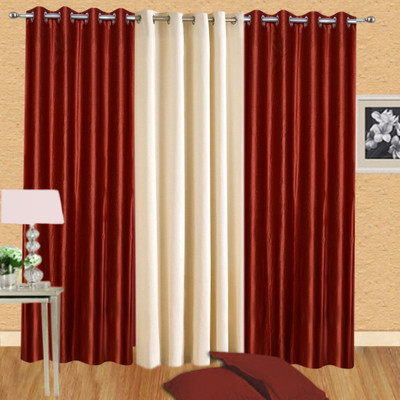 

Excel Bazaar 275 cm (9 ft) Polyester Long Door Curtain (Pack Of 3)(Solid, Rust,Cream)