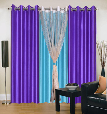 

Livingcreation 213 cm (7 ft) Polyester Door Curtain (Pack Of 4)(Plain, Purple, Blue), Blue;purple