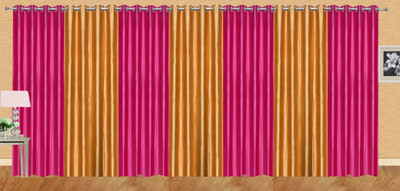 

Ville Style 275 cm (9 ft) Polyester Long Door Curtain (Pack Of 7)(Solid, Pink, Gold), Gold;pink