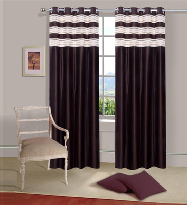 

Excel Bazaar 212 cm (7 ft) Polycotton Door Curtain (Pack Of 2)(Plain, Brown)