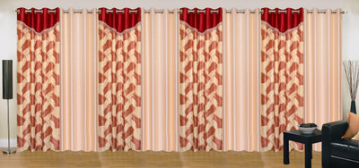 

Ville Style 275 cm (9 ft) Polyester Long Door Curtain (Pack Of 8)(Abstract, Red, Cream), Cream;red