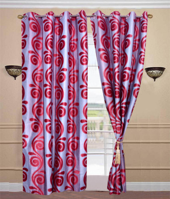 

JT International 213.36 cm (7 ft) Polyester Door Curtain (Pack Of 2)(Abstract, Maroon)