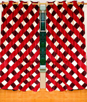

Home Candy 212 cm (7 ft) Polyester Door Curtain (Pack Of 2)(Geometric, Maroon)