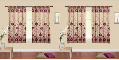 

Cortina 150 cm (5 ft) Polyester Window Curtain (Pack Of 4)(Floral, Pink)
