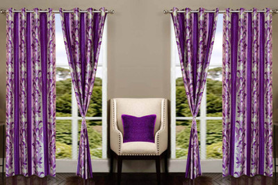 

deepanshi handloom 274 cm (9 ft) Polyester Long Door Curtain (Pack Of 4)(Plain, Purple)