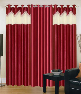 

PariHomefurnishing 274 cm (9 ft) Polyester Long Door Curtain (Pack Of 3)(Self Design, Multicolor)