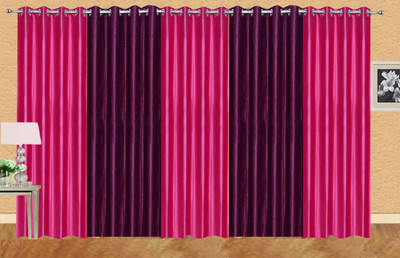 

Ville Style 275 cm (9 ft) Polyester Long Door Curtain (Pack Of 5)(Solid, Pink, Purple)