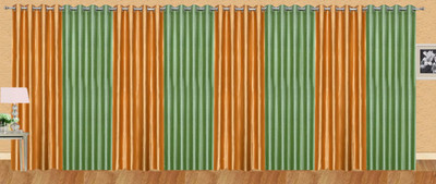 

Stella Creations 275 cm (9 ft) Polyester Long Door Curtain (Pack Of 8)(Solid, Gold, Light Green)