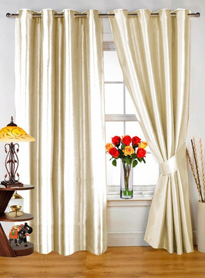 Dekor World 274.32 cm (9 ft) Polyester Long Door Curtain (Pack Of 2)(Solid, Beige) Dekor World 274.32 cm (9 ft) Polyester Long Door Curtain (Pack Of 2)(Solid, Beige)