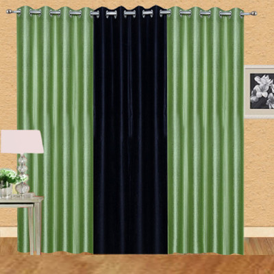 

Excel Bazaar 275 cm (9 ft) Polyester Long Door Curtain (Pack Of 3)(Solid, Pista, Black)