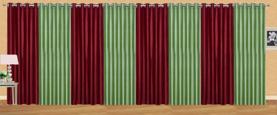 

Stella Creations 214 cm (7 ft) Polyester Door Curtain (Pack Of 8)(Solid, Maroon, Light Green), Light green;maroon