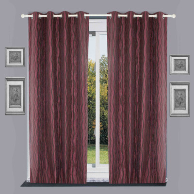 BE 152 cm (5 ft) Jacquard Window Curtain (Pack Of 2)(Geometric, Black)