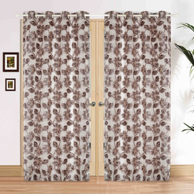 

BE 213 cm (7 ft) Jacquard Door Curtain (Pack Of 2)(Floral, Brown)