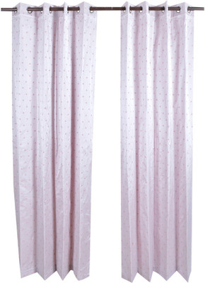 

MABA 215 cm (7 ft) Cotton Door Curtain (Pack Of 2)(Geometric, Pink)