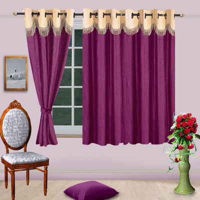 

Cortina 150 cm (5 ft) Polyester Window Curtain (Pack Of 2)(Floral, Purple)