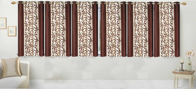 

Stella Creations Polyester Window Curtain 154 cm (5 ft) Pack of 6(Printed Brown)