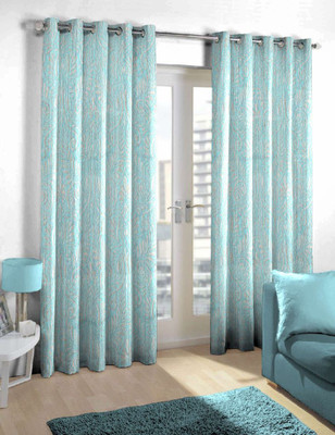 

Skipper 275 cm (9 ft) Blends Long Door Curtain Single Curtain(Motif, Blue)