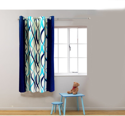 48% OFF on Homefab India 183 cm (6 ft) Polyester Window Curtain Single Curtain(Geometric, Blue)