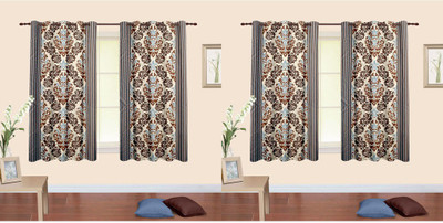 

Cortina 150 cm (5 ft) Polyester Window Curtain (Pack Of 4)(Floral, Brown)