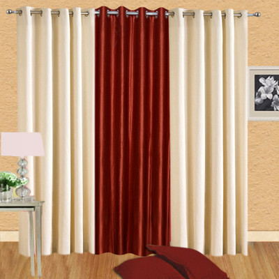 

Excel Bazaar 214 cm (7 ft) Polycotton Door Curtain (Pack Of 3)(Plain, Cream-1rust)