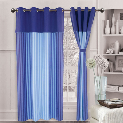 

Elan 210 cm (7 ft) Cotton Window & Door Curtain Single Curtain(Abstract, Blue)