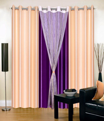 

PHF 60 cm (2 ft) Polyester Window Curtain (Pack Of 4)(Plain, creem, Purple, tishu), Purple;creem;tishu