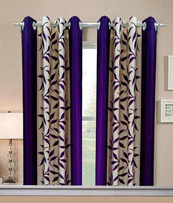 

Panipat Textile Hub 213 cm (7 ft) Polyester Door Curtain (Pack Of 2)(Floral, Purple)