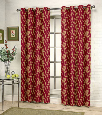 37% OFF on Fabutex Door Curtain 210 cm (6 ft) Single Curtain(Striped Maroon)