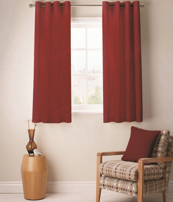 

ExpressionsHome 152 cm (5 ft) Polyester Window Curtain (Pack Of 2)(Solid, Maroon)