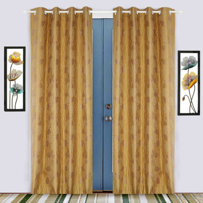 BE 213 cm (7 ft) Jacquard Door Curtain (Pack Of 2)(Floral, Brown)