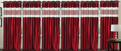 

Stella Creations 275 cm (9 ft) Polyester Long Door Curtain (Pack Of 6)(Printed, Maroon)