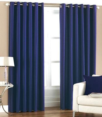 66% OFF on Decor Vatika Polyester Door Curtain 214 cm (6.9ft) Single Curtain(Solid Dark Blue)