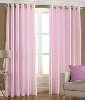 68% OFF on Decor Vatika 153 cm (5 ft) Polyester Window Curtain (Pack Of 2)(Abstract, Pink)