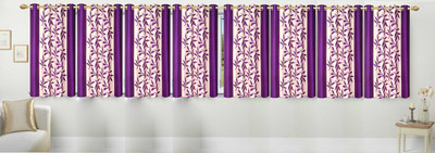 

Ville Style 153 cm (5 ft) Polyester Window Curtain (Pack Of 8)(Floral, Purple)